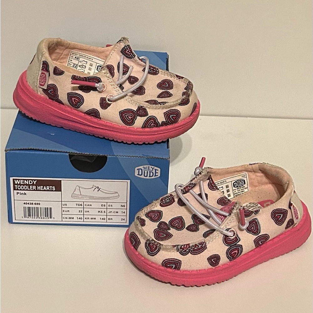 Hey Dude Wendy Toddler Hearts Pink Shoes